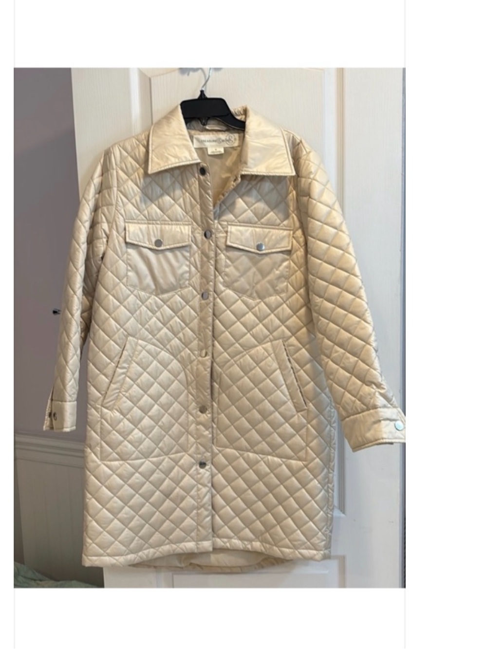 TREASURE & BOND • Beautiful Quilted Cream Off-White Button-Front Car Coat - Picture 1 of 8